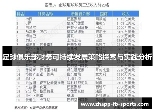 足球俱乐部财务可持续发展策略探索与实践分析 足球俱乐部财务可持续发展策略探索与实践分析
